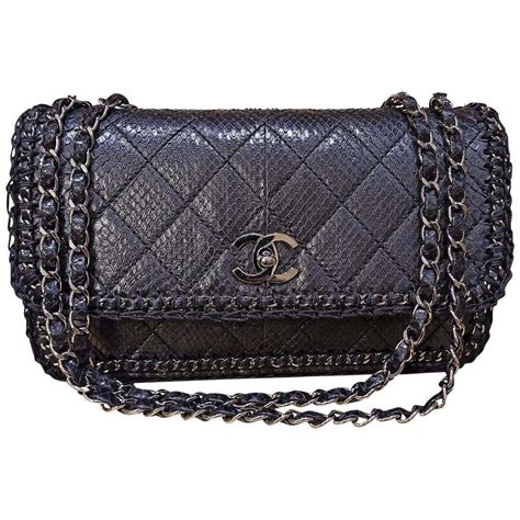 chanel black python handbag|chanel python bags price.